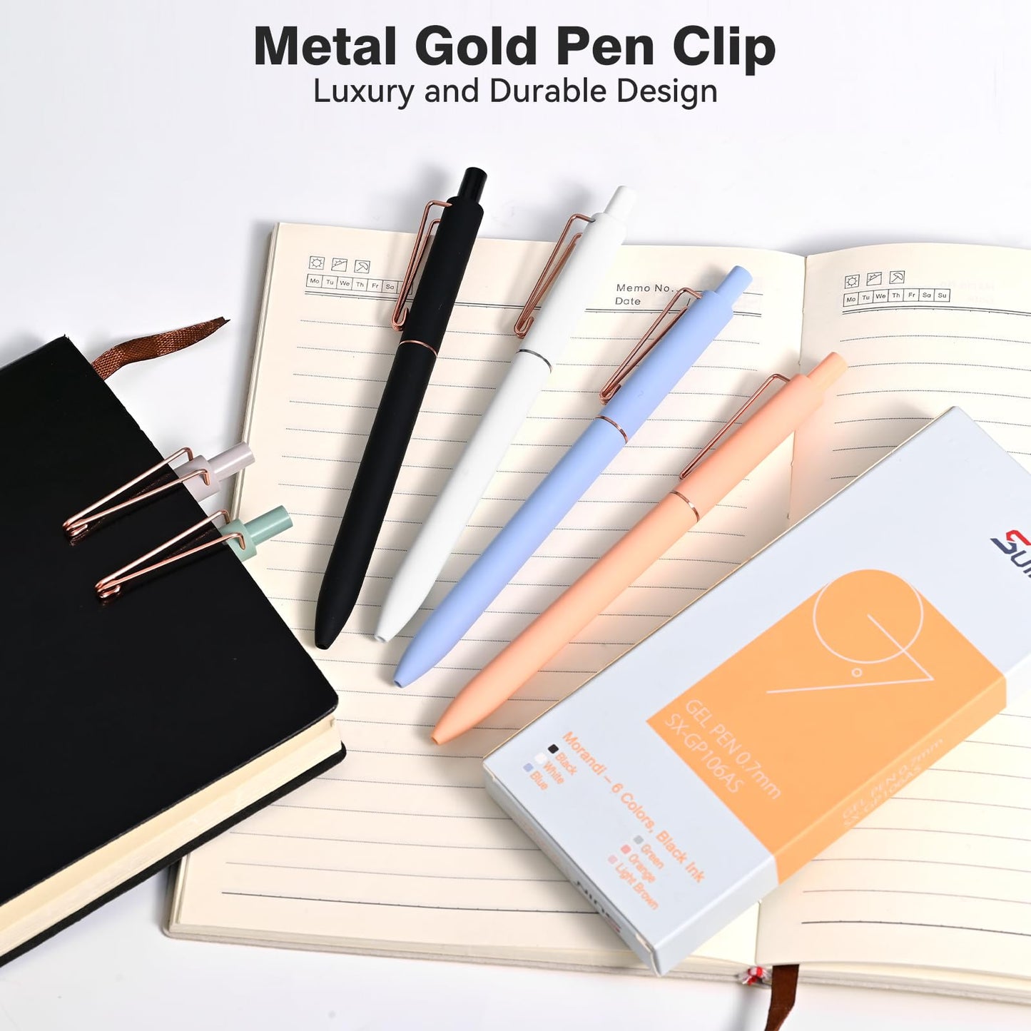 SUIN Gel Pens - 0.7mm Quick-Dry Black Ink, Retractable Rolling-Ball Gel-Pens, Medium Fine Point for Smooth Writing - Cute Office and School Supplies, Ideal Gifts for Women (12)