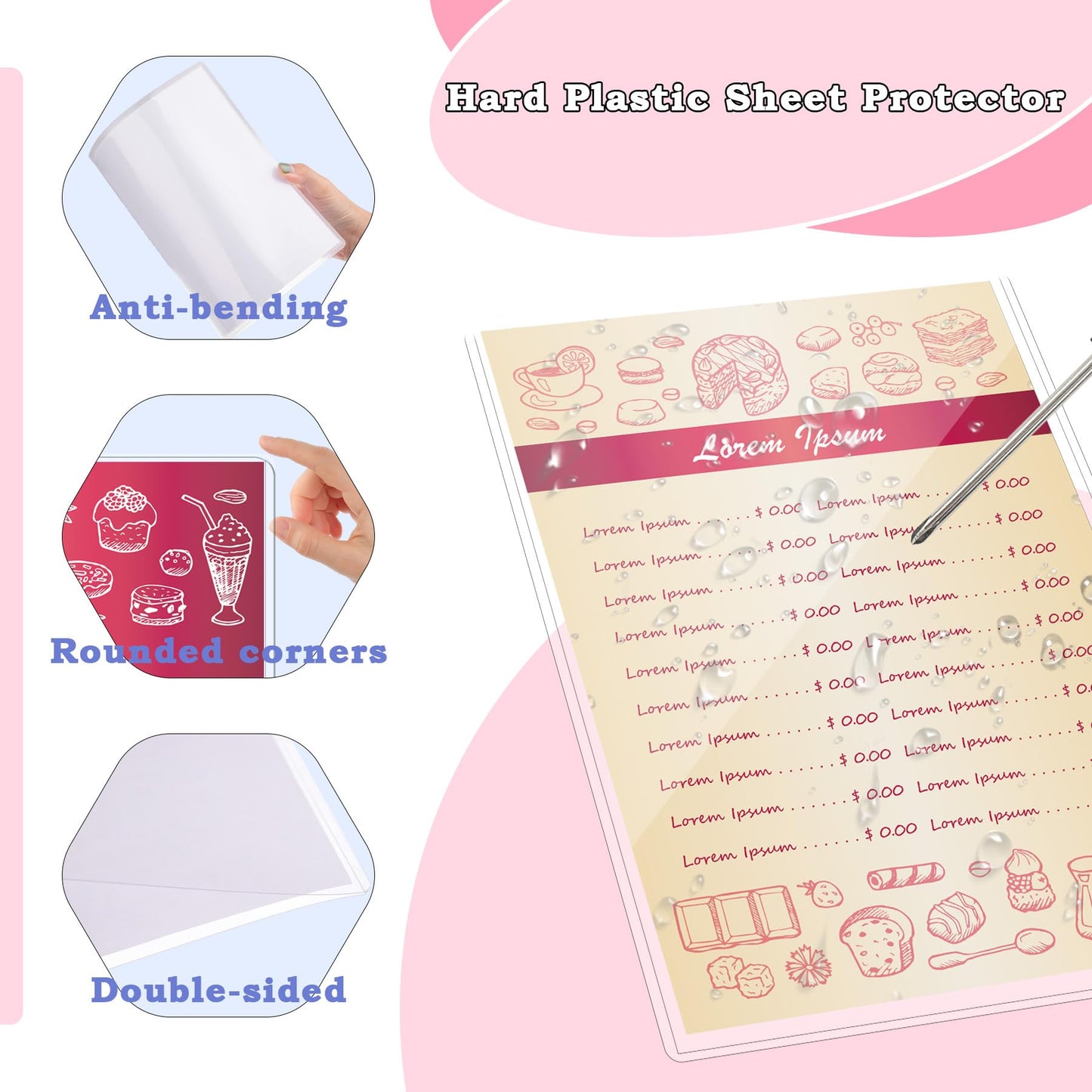 AKONEGE 6PCS 8.5" x 11" Rigid Print Protectors, Clear Hard Plastic Page Sheet Protectors, Hard Plastic Sleeves for Paper Photo Poster, Document Holder Birth Certificate Protector