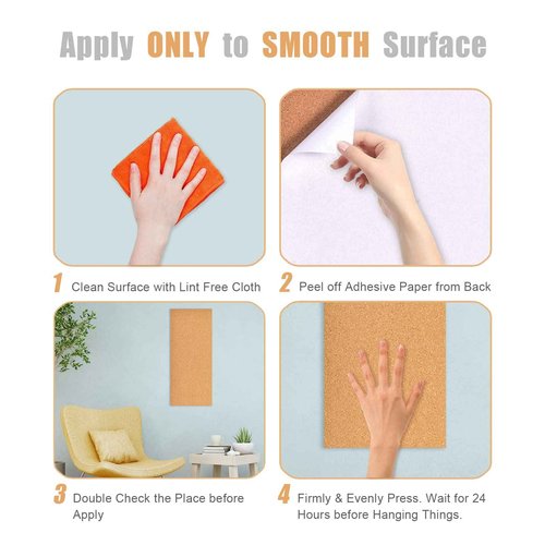 Aitakatta 17x8 Cork Board Tiles Bulletin Board, 1/2" Thick Self-Adhesive Cork Boards for Walls, Cork Tiles Vision Board for Home, Office, School, Bulletin Board Decorations(12mm,12pc)