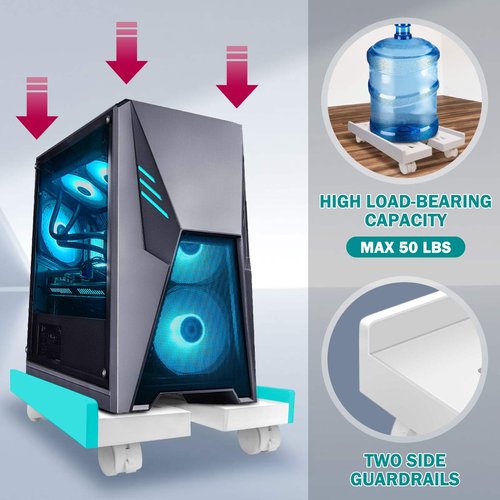 Seloom PC Stand Computer Tower Stand, Adjustable Mobile CPU Stand, Heavy-Duty Desktop Stand with Rolling Caster Wheels, PC Riser Fits Most PC Gaming Desk Office