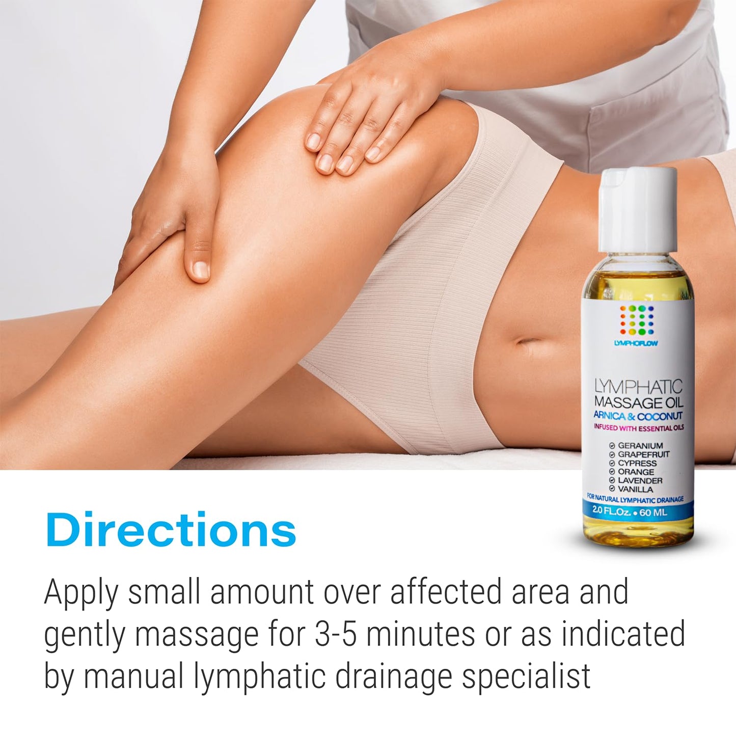 Lymphatic Drainage Massage Oi for Massage Therapy - Arnica and Coconut Oil for Manual Lymph Drainage & Post Surgery Recovery for Liposuction, 360 Lipo, BBL,Tummy Tuck, Lymphedema, Lipo Foam-2.0 oz