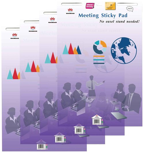 4A 4 Pads Super Sticky Easel Pad 23 x 31.5 in, White, Large Self Stick Flip Chart Paper Anchor Chart Paper for Office School Supplies, 20 Sheets/Pad, 80 Sheets Total, 4A Meeting-41-Wx4