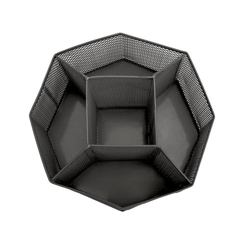 Annova Mesh Desk Organizer Rotate with 5 Compartments Spinning Tidy Candy/Pen Holder Office, Art Supply, Storage, Classroom, Home (Black)