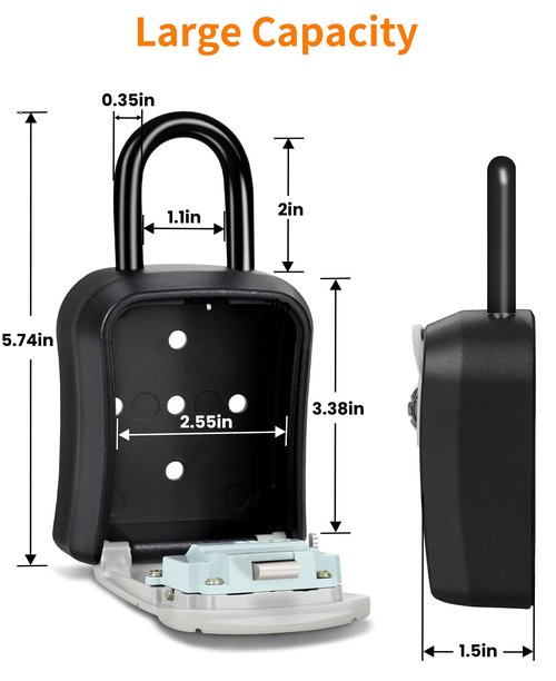 Portable Key Lock Box,Key Holder Safe Security Lock Box for Indoor, Outdoor, Garage, Garden, Store (4 Pack, Grey)