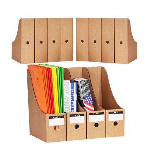 Xiepi Pipipaper Magazine File Holder (12 Pack, Brown) - Home & Office Magazine Storage with Label Stickers