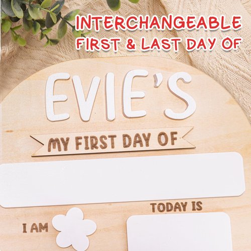 First Day of School Board - Personalized Name Back to School Sign Reusable - for 1st Day of Kindergarten, Preschool Gifts Wooden Chalkboard Photo Prop