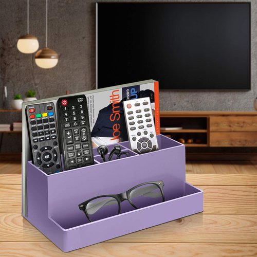 Acrimet Desktop Organizer - Multi Organizer Caddy Holder for Office, Home and School use (Plastic) (Solid Purple Color)