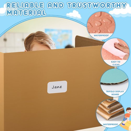Jetec 24 Pcs Privacy Folders for Students Privacy Boards with Labels 6 Colors Classroom Desk Test Divider 19.2 x 12 Inch Trifold Desk Privacy Panel Desk Partition for School Study(Warm Colors)