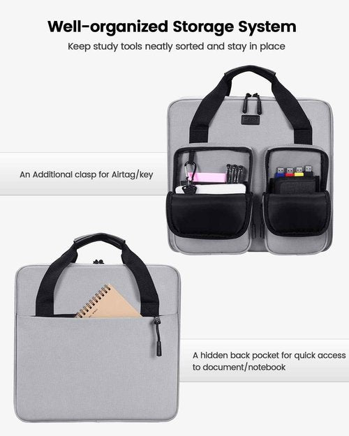egiant 4 Inch 3 Ring Zipper Binder with Shoulder Strap & Handle & Multi-Pocket - 4" Binder with Zipper for School, Compatible with 13-Inch MacBook/Tablet -Patent Design Grey