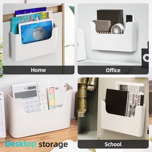 FKTXCO Wall Mount File Organizer Holder Hanging File Organizer Door Office Mail Supplies Storage Magazine Envelope Planner Wall Single Pocket (Off White, 2 Pack)