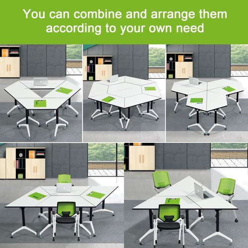 Conference Room Table,Folding Conference Table,Modern Mobile Training Table with Wheels,Rolling Conference Room Tables with Metal Frame,Meeting Seminar Tables,for Meeting Room,Office,Classroom (6pack)