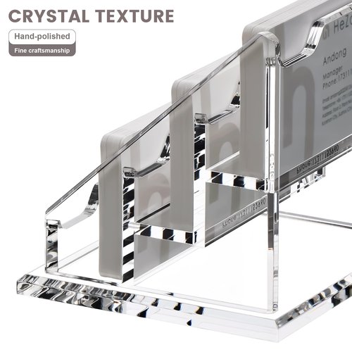 HeZone Acrylic Card Holder Clear Horizontal Business Card Organizer Stand for Desk 3 Slots 3 Tier Business Cards Stand for Women and Men,Office Desk Accessories,Organize 150 Cards-1 Pack(3 Slots-H)