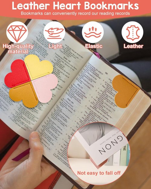 Skiennix 30Pcs Leather Heart Bookmarks - Cute Corner Bookmarks for Book Lovers Gifts