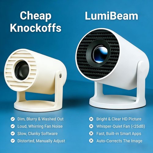 Lumi Beam Portable Mini Projector - 180° Rotation & Auto Keystone for Large-Screen Viewing