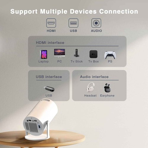 [Electronic Focus with Short Throw] PANSEBA Mini Projector with WiFi 6 and Bluetooth, Auto Keystone Outdoor Movie Projector, Big Screen Home Portable Projector for Phone/TV Stick/Laptop/HDMI