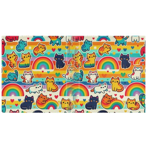 YANENDIE Cute Rainbow Cats 3 Ring Binder, 1.5 Inch Round Rings to Hold 200 Sheets, Heavy Duty 3 Ring Binder with Clipboard for Home Office Supplies 2 Pack