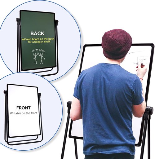 Regine Switzerland Dry Erase Board - 23"x17" Double-Sided Magnetic Whiteboard with Adjustable Stand for Home Office