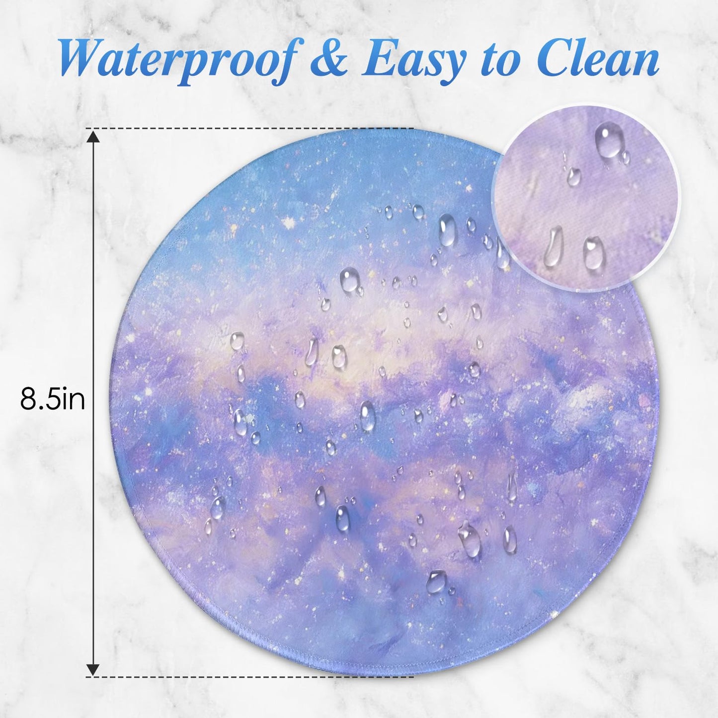 Round Mouse pad, high-end Texture, Sewn Edge Design, Anti-Slip Rubber Base. 8.6 x 8.6 inches (Phantom Purple)