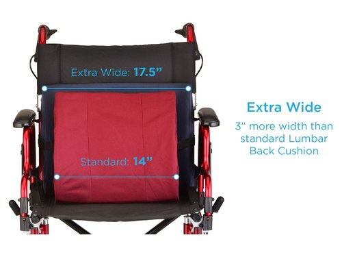 NOVA Medical Products Extra-Wide Lumbar Back Cushion, 17.5" Wide Back Cushion for Office Chair, Car Seat or Chair, Color Blue