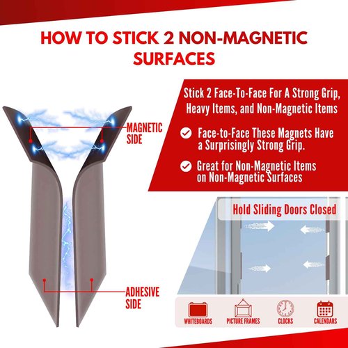 Magnetic Tape Strips with Adhesive Backing | Strong 3M Adhesive Magnets for Crafts | Flat No-Roll Flexible Sticky Magnet Sheet Stickers for Wall, Whiteboard, Fridge (50 Tape Strips - 6")