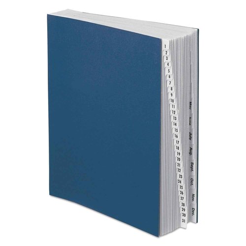 Pendaflex DDF5OX Expanding Desk File, 1-31/Jan-Dec, Letter, Acrylic-Coated Pressboard, Dark Blue (DDF5-OX)