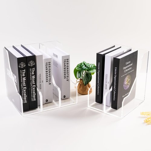 AIMOLLY Acrylic Magazine File Holders, Classroom Organization and Storage, Clear Bookend File Sorter, Desktop File Organizer, Magazine Holder Rack for Classroom, Home, and Office