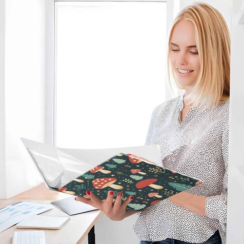 Cute Mushroom Red 3 Ring Binders with Clipboard File Folder for Office School with Pocket