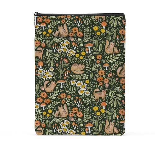 Book Sleeve Book Protector Book Pouch Book Lovers Gifts Bookish Gifts Book Cover with Zipper for Hardcover Paperback Washable Floral Cat Printed Gift Bag for Women Teacher Reader, BookCover