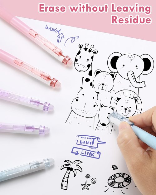 8PCS Erasable Pens, Fine Point 0.5mm Black and Blue Gel Ink Pen, Make Mistakes Disappear, Premium Comfort Grip for Drawing, Writing, Planning, and Crossword Puzzles (Black Blue Ink)