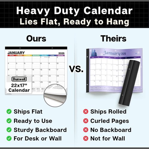 Dunwell 2026 Desk Calendar - Large Monthly Blotter & Wall Calendar | Colorful Design, Easy-to-Read Daily Blocks
