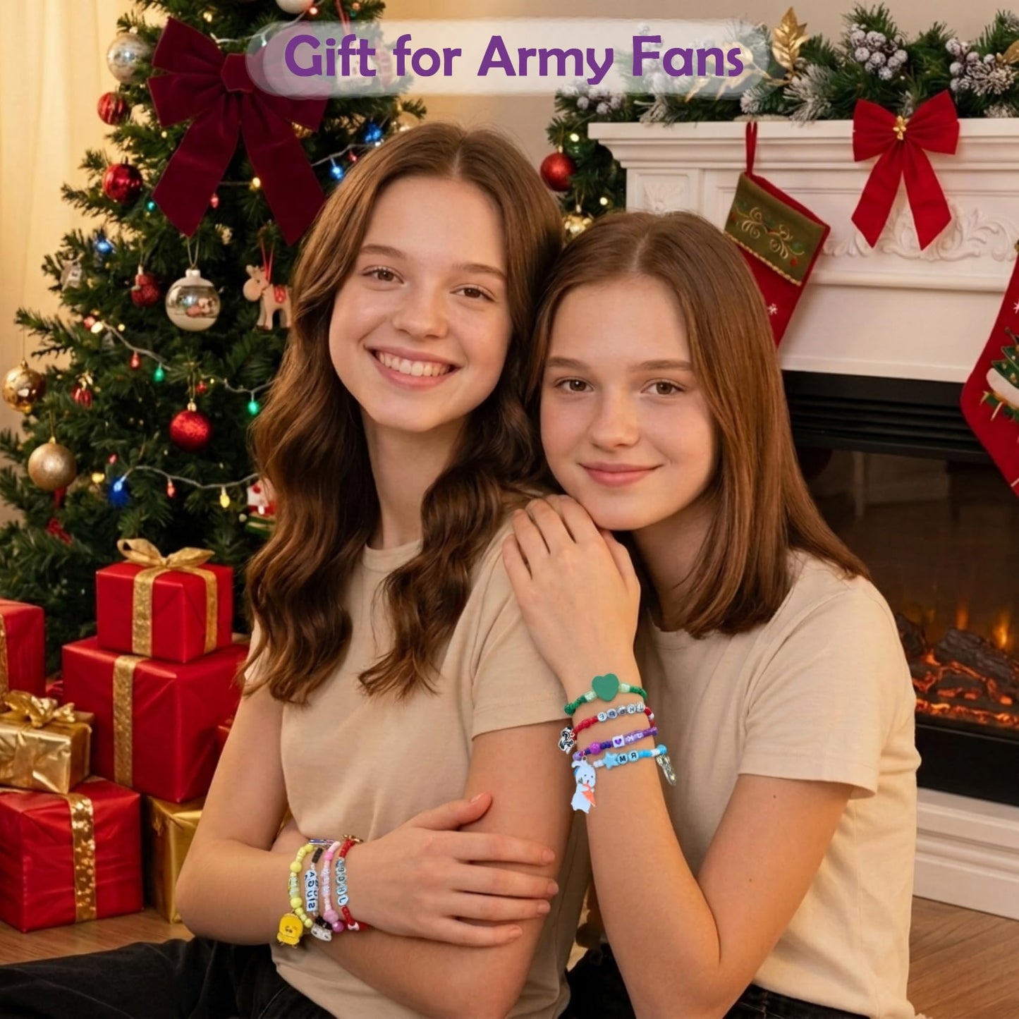 Fasmium 7 PCS Army‘s Bracelets Set - K-pop Inspired Friendship Beaded Bracelets with Letters & Charms - Unique Dream Jewelry Gifts Merch