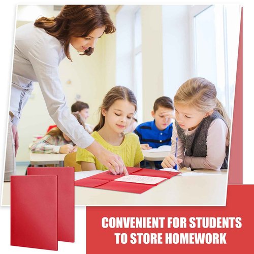 Tenceur 24 Pcs Tri Fold 3 Pocket Folder Plastic Folders with Pockets for Work Class Office Back to School Supplies(Red)