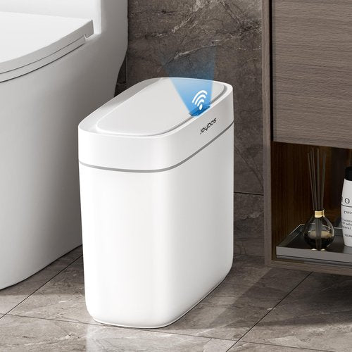 MOPALL Automatic Motion Sensor Bathroom Trash Can with Lid, 3.5 Gallon Touchless Garbage Can,Waterproof Smart Trash Can Small Waste Basket for Kitchen Bedroom Office Bathroom Living Room RV