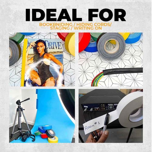 WOD GTC12 Gaffer Tape, Gray Low Gloss Finish Film, 4 inch x 60 ft. Residue Free, Non Reflective Cloth Fabric, Secure Cords, Water Resistant, Photography, Filming Backdrop, Production