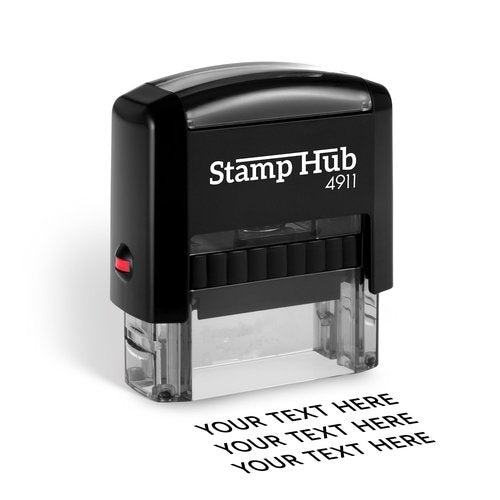 Stamp Hub Self Inking Personalized Stamp - Up to 3 Lines, Custom Return Address, Customizable Office Name Rubber - Easy to Change Ink Cartridge, Multiple Ink Color Options - Small