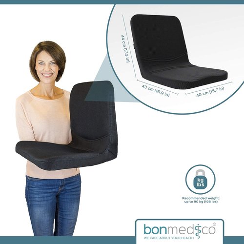 bonmedico seat Cushion - Orthopedically Shaped Ergonomic seat Cushion for Office Chair, Wheelchair - Chair Cushion with backrest for Dining Table and Garden Chairs - Booster seat for car﻿