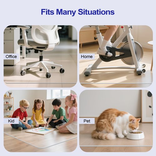 Delamu Large Office Chair Mat for Hardwood Floor, 46"×60" Office Computer & Desk Chair Mat, PVC Heavy Duty Floor Protector Mats for Rolling Chairs, Transparent