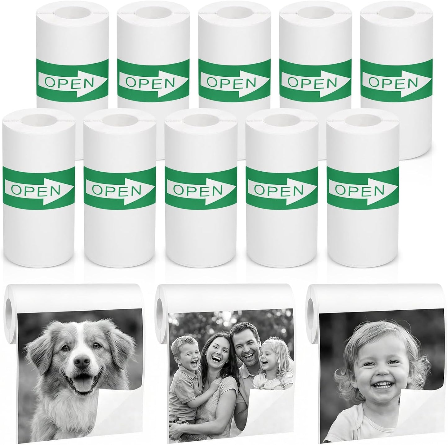 Skiennix Mini Thermal Printer Sticker Paper - 10 Rolls of 57x25mm Self-Adhesive Labels for Instant Cameras