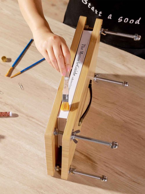 Book Press - 14.7x11.4 Large Size, Sustainable Wood Bookbinding Press, Portable Grip Handle & Anti-Slip Mat, Handmade Book Binding Tools for Craft Enthusiasts