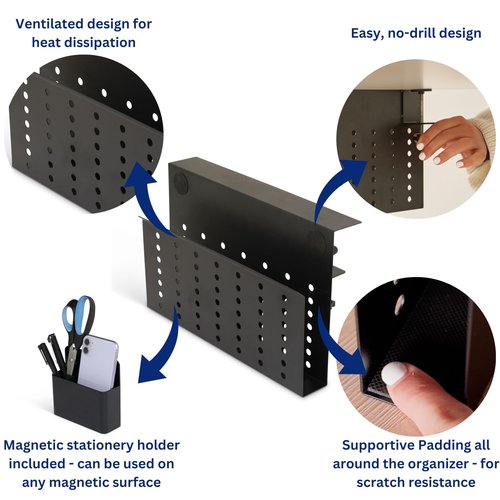 GAROOD Laptop Side Storage Vertical Laptop Stand Under Desktop Storage Clamp On Desk Shelf Hanging Desk Organizer Laptop Desktop Mount Side Table Organizer Caddy Book Caddy - One Tier Black