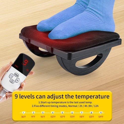 ErgoRest Adjustable Height Foot Rest for Under Desk, Heated & Temperature Controlled Foot Stool for Office & Travel - Relieves Back Pain