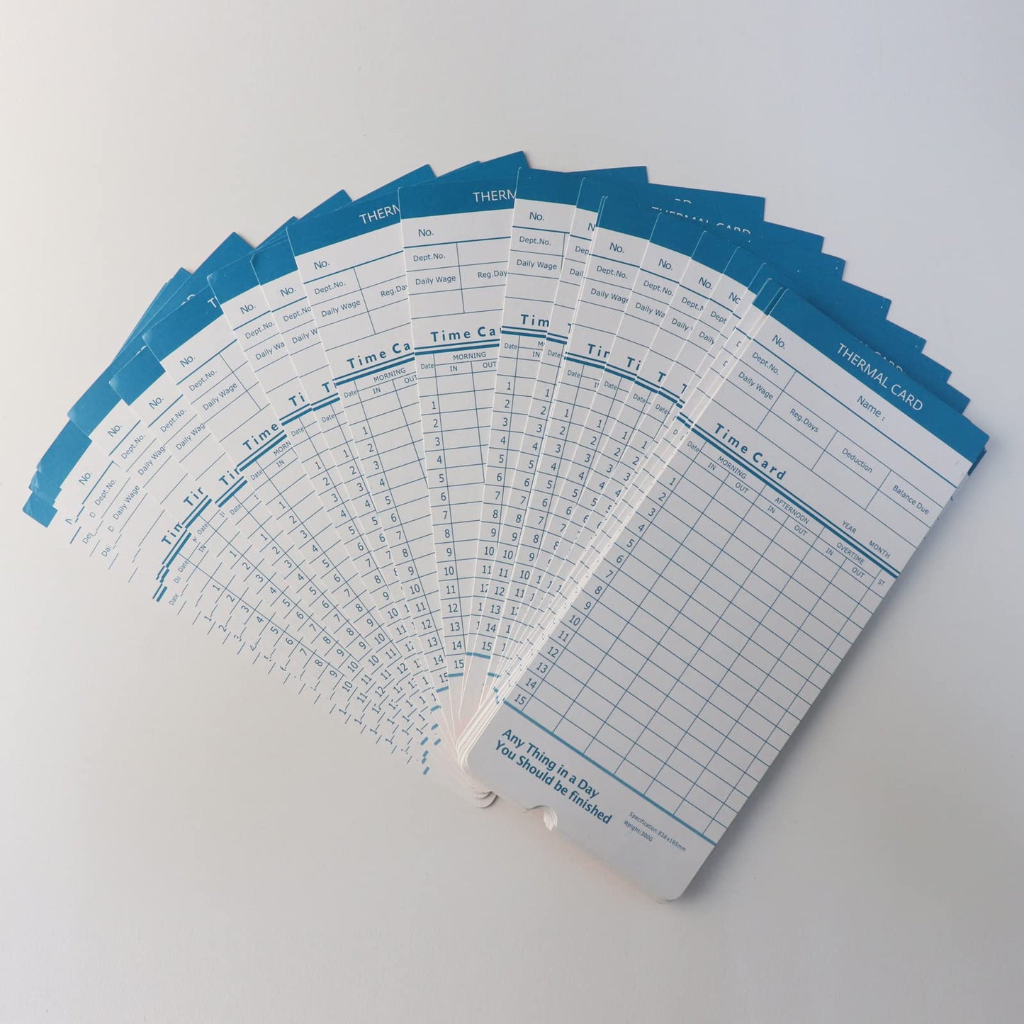 JIAN BOLAND Thermal Time Cards 50pcs,Monthly, 2-Sided,7.3×3.3inches Weekly Employee Time Sheet for Thermal Punch Clock