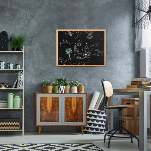 Magnetic Chalk Board - 24" X 18" Natural Wood Framed Blackboard for Home, Kitchen & School Decor