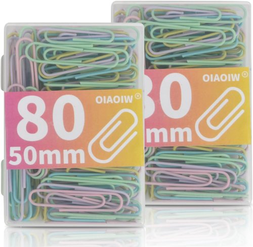 Macaron Large Colored Paper Clips - 2 Inch (50mm) | 160 Pack for Office & School Use