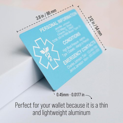 Custom Medical ID Card - Personalized Aluminum-Free Engraving | Emergency Contact & Allergy Alert