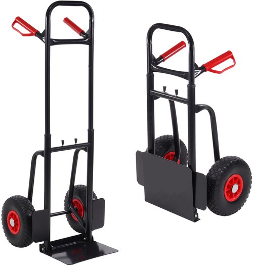 Elevon Folding Flatbed Hand Truck, Telescoping Handle 2-Wheel Portable Dolly Cart, Heavy Duty Utility Cart for Home & Commercial Use, Moving & Cargo Transport - 220LB Capacity, Easy Storage, Black