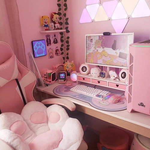 CONKAWACA Cute Monitor Stand Kawaii Desk Organizer Cute Desk Organizer with Drawers Monitor Riser Computer Stand