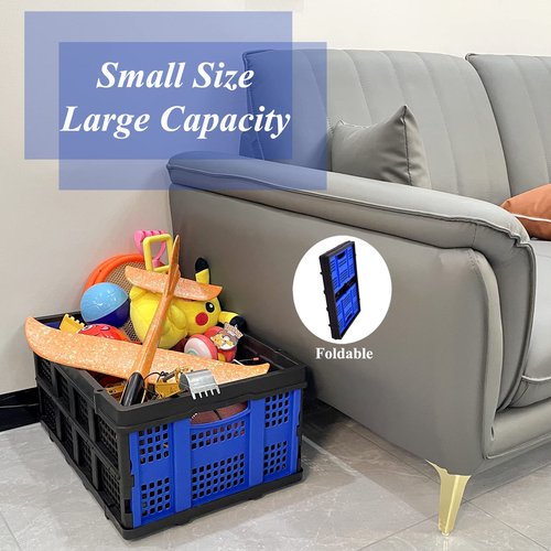 Foldable Plastic Storage Crate – Stackable & Collapsible Basket, 1.73 Cu Ft for Home, Office & Garage