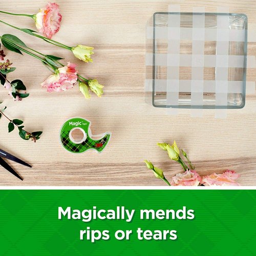 Magic Tape 6 Packs Clear Tape, Magic Tape with Dispensers, Invisible Tape ¾ x 300 Inches, and a 8 Inch All Purpose Scissors