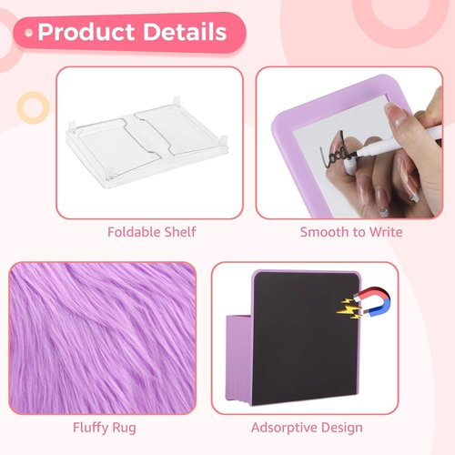 OMISTAR 22 Pcs Locker Organizer Kit - Purple Accessories with Magnetic Mirror & Whiteboard | Back to School Essentials